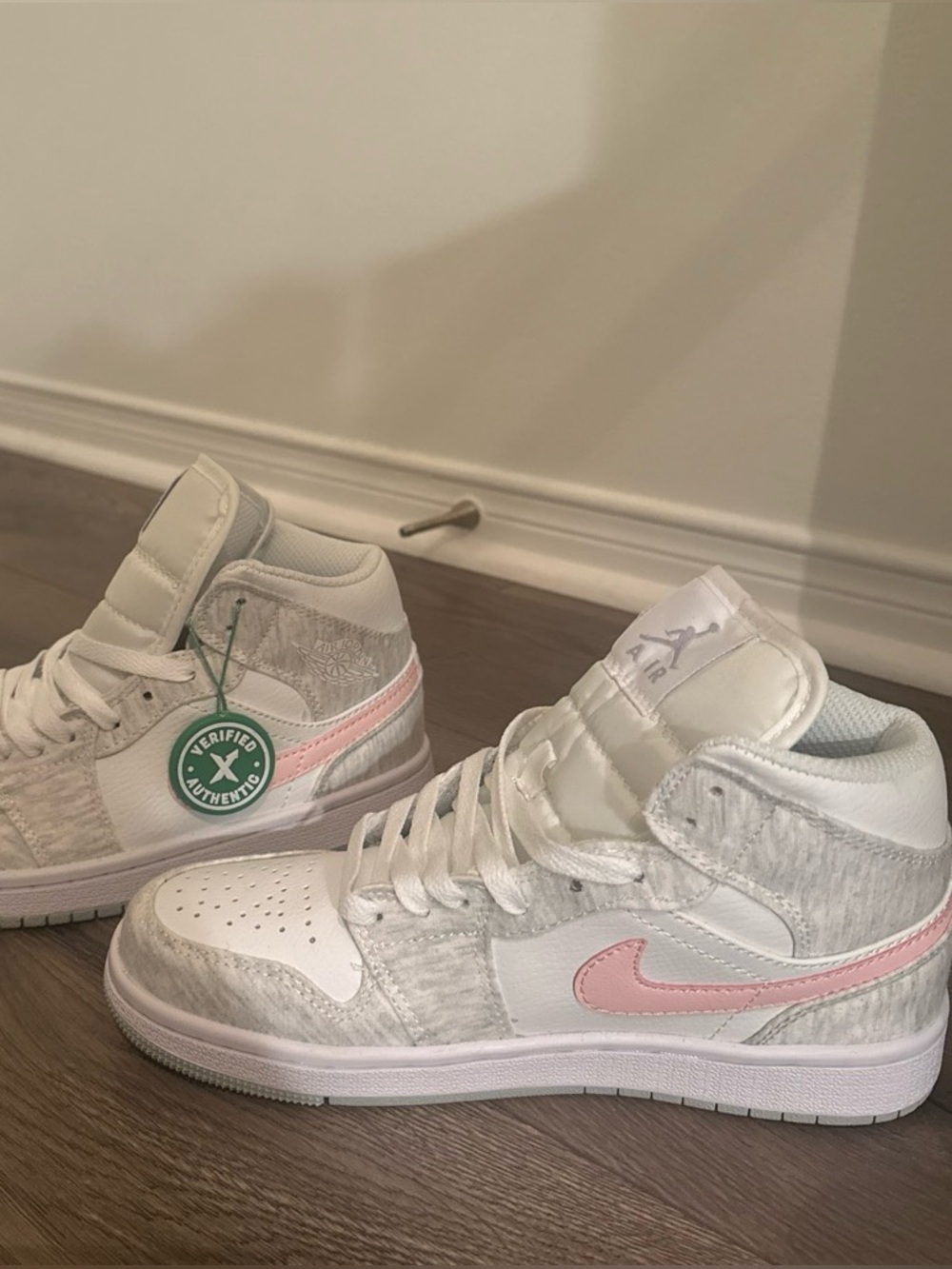 Nike Air Jordan 1 Mid White and Pale Pink